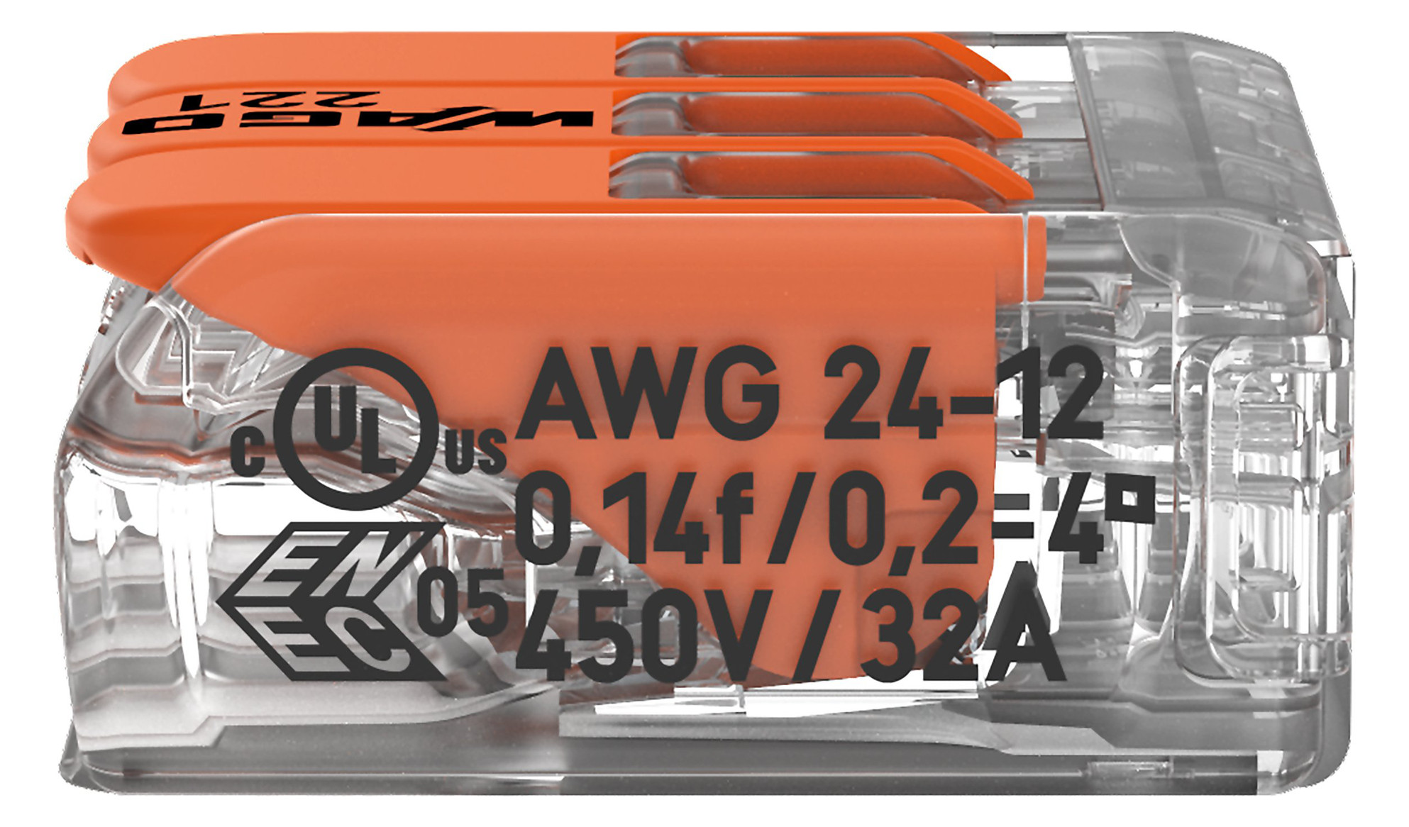 WAGO 221-413 COMPACT-Verbindungsklemme für alle Leiterarten max. 4mm² transparent 50 Stück WAGO 221-413 COMPACT-Verbindungsklemme für alle Leiterarten max. 4mm² transparent 50 Stück