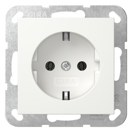 Gira 418803 SCHUKO-Steckdose 16 A 250 V~ in Reinweiß glänzend mit stabilem Stahltragring