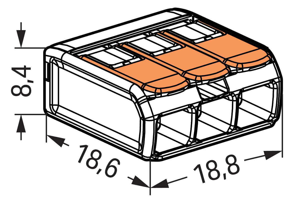 WAGO 221-413 COMPACT-Verbindungsklemme für alle Leiterarten max. 4mm² transparent 50 Stück